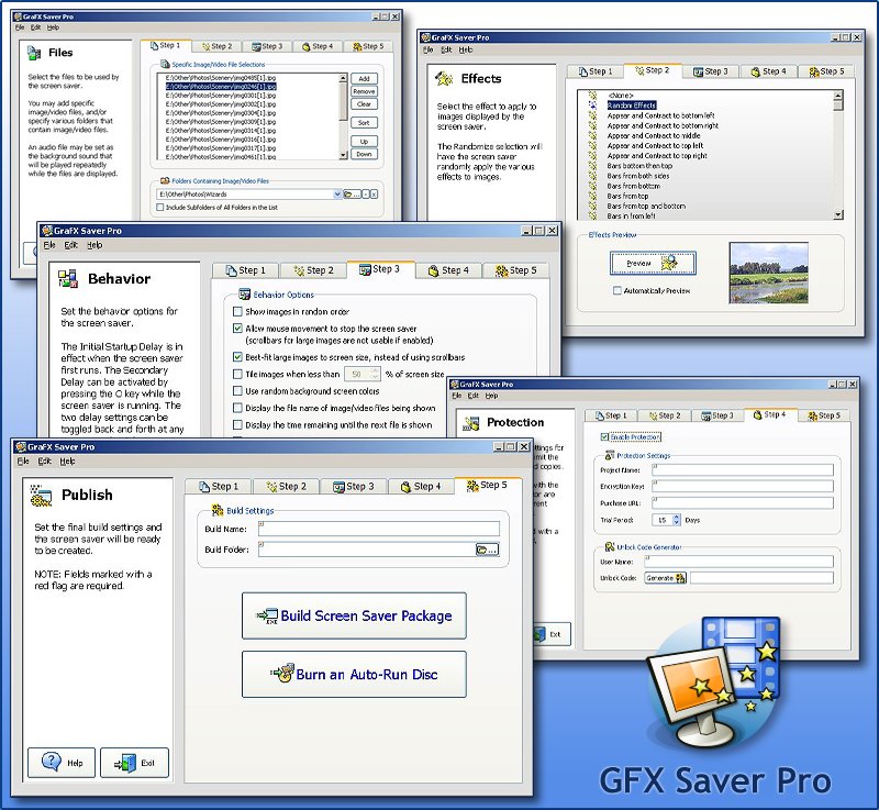 GraFX Saver Pro - Create and distribute your own screen savers.